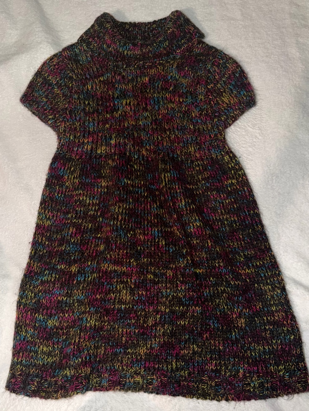 Girls Multicolor Knit A-Line Dress with Mock Neck sweater dress misunderstood